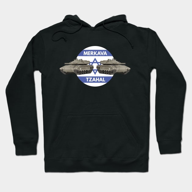 Israeli Tanks Merkava with Flag Hoodie by NorseTech